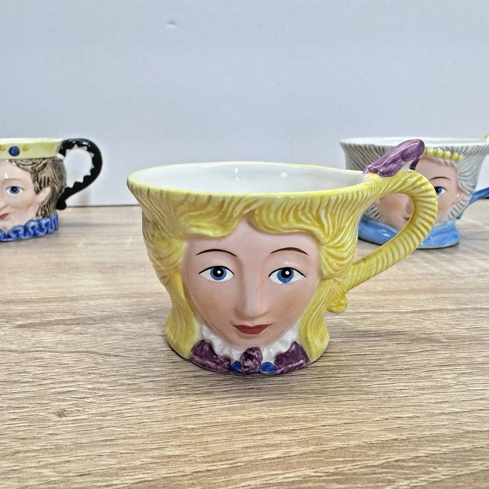 Department 56 Alice in Wonderland 1996‎ Character Cups Set of 4 Ceramic